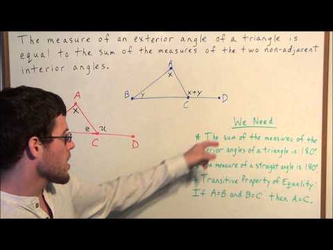 Exterior Angles (proof of theorem) - Geometry