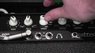 Video thumbnail for Quilter 101 Mini Head at 2 watts into Quilter Frontliner 2x8w with MJT Stratocaster by gearmanndude