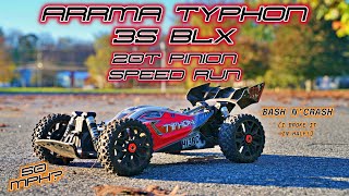 Arrma Typhon 3s BLX 20T Pinion Speed Run & CRASH!