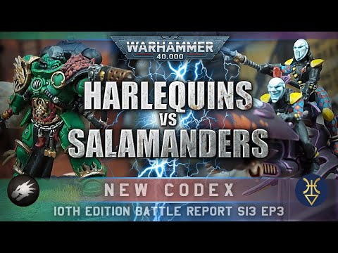 NEW CODEX Aeldari Pure Harlequins vs Salamanders Space Marines Warhammer 40K Battle Report 2000pts