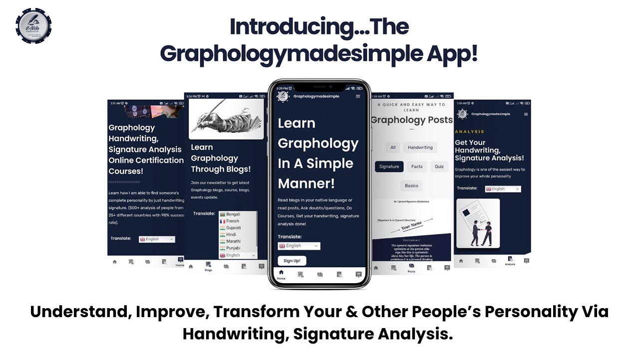 Graphology Handwriting, Sign Analysis Training In Hindi, Other Languages Via App | Free Download!