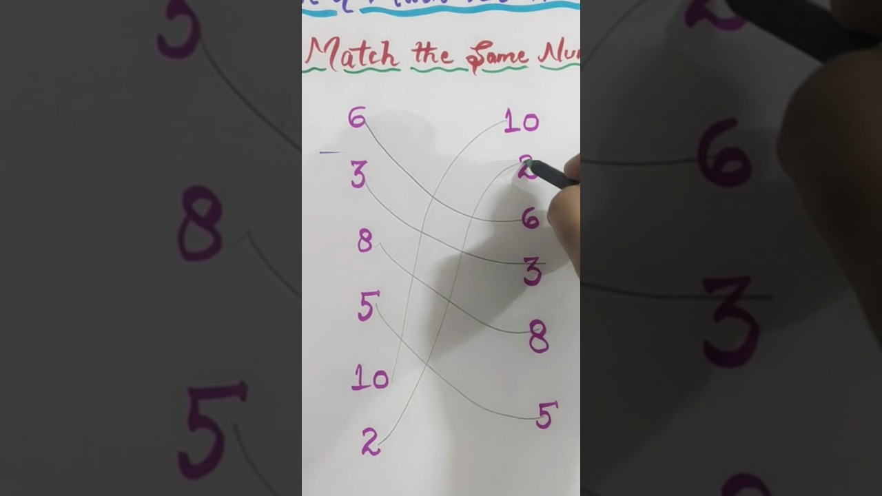 Match the Same Number || LKG Math Worksheet