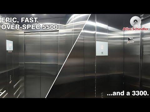 Unusual Pair: Atlas Schindler 5500 & 3300 MRL Traction Elevators - Station Sq. Mall - GO, BR