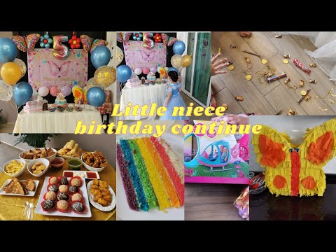 Niece Birthday Celebration Part 2 | Tea Time | Butterfly Piñata  | Rainbow Cake