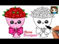 How To Draw Roses Super Easy Valentines Flower Bouquet Art