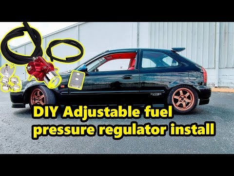 DIY D16 honda civic turbo how to install Adjustable fuel pressure regulator DIY Also have AC again!