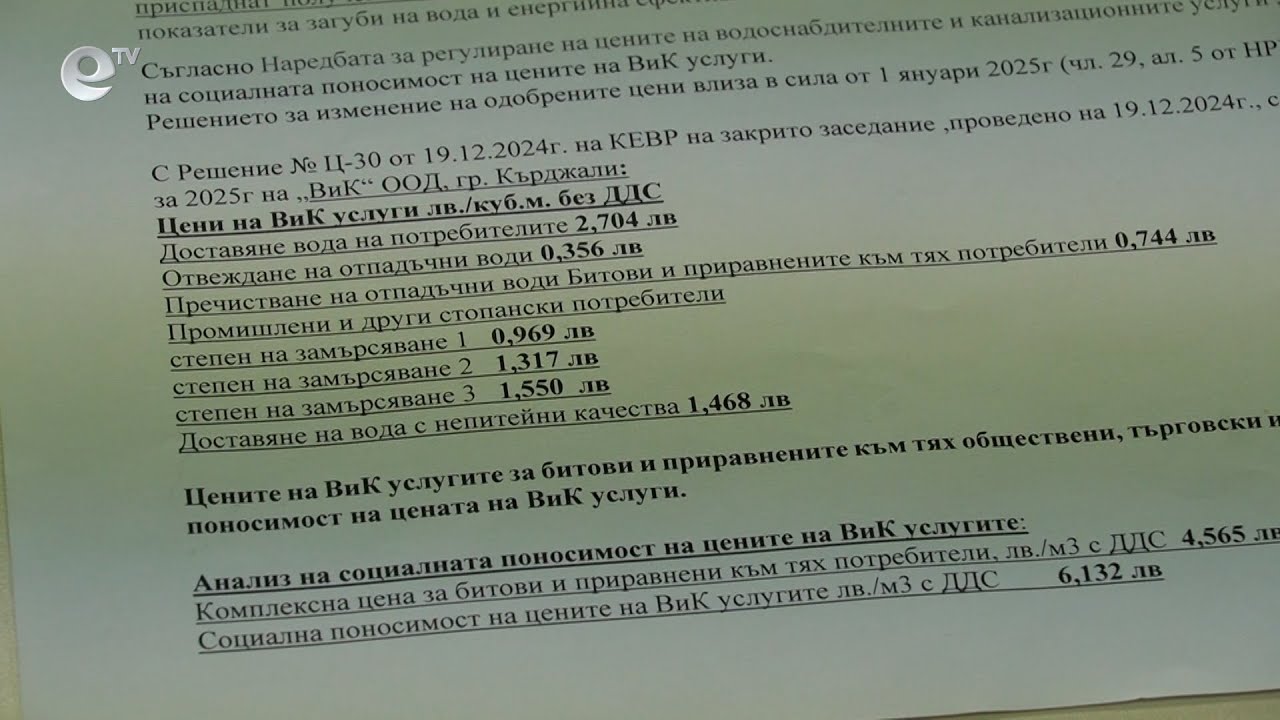 Вдигнаха цената на водата в Кърджали