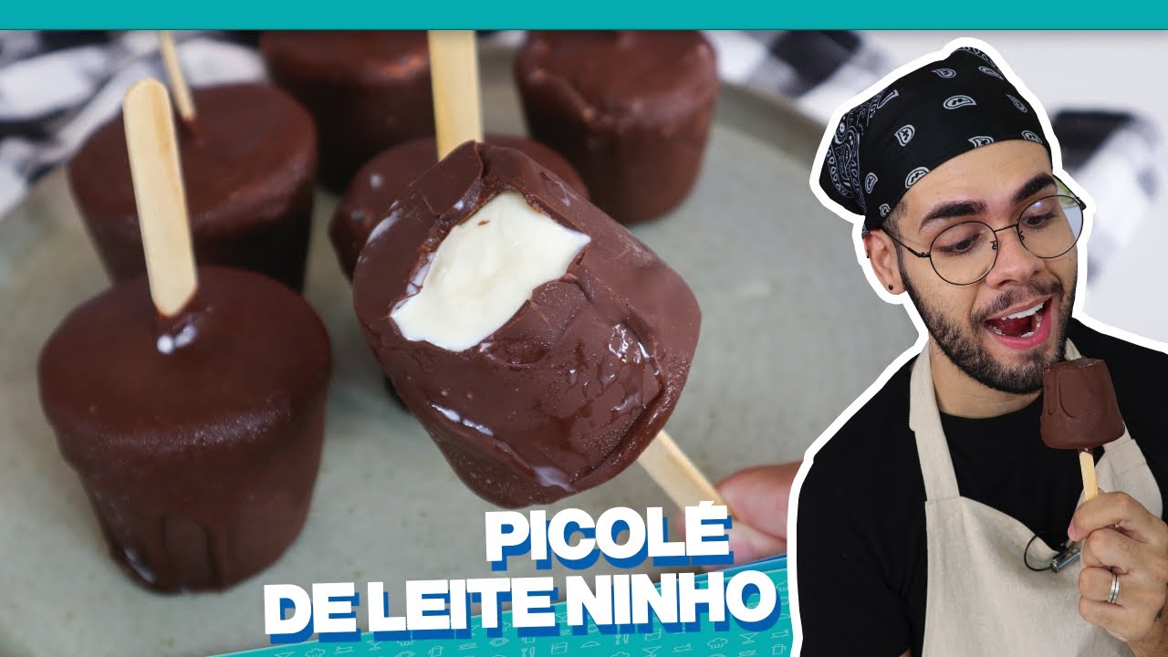 PICOLÉ DE LEITE NINHO COM CASQUINHA DE CHOCOLATE CASEIRO | FEITO NO COPINHO DESCARTÁVEL