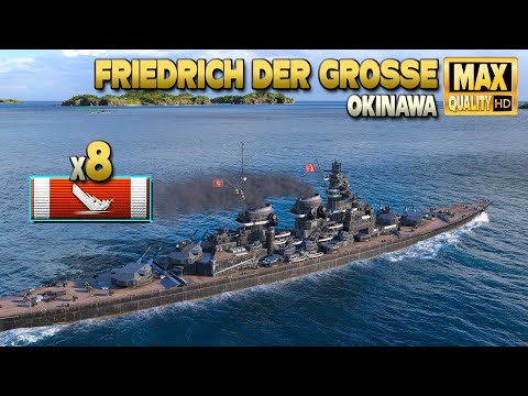 Battleship Friedrich der Grosse: Smart play on map Okinawa - World of Warships