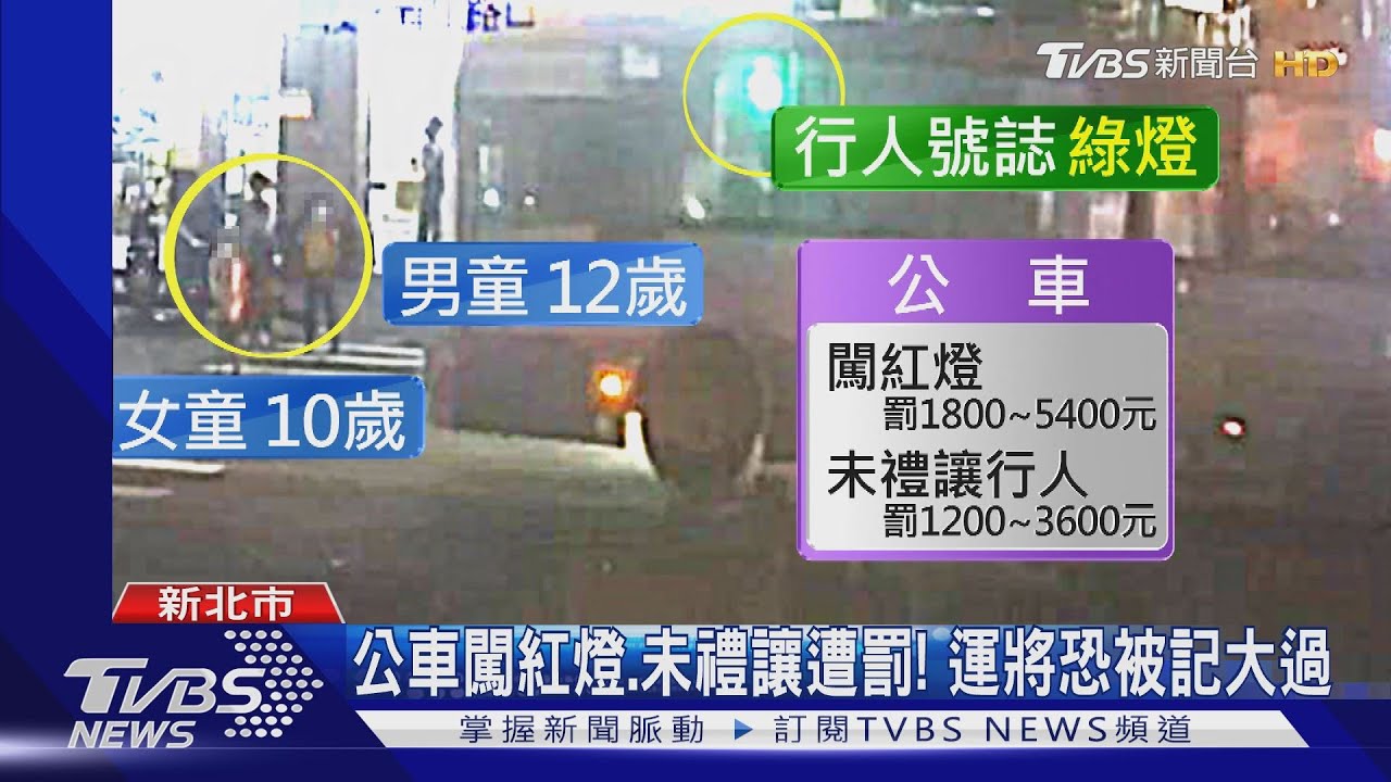 叭叭! 公車狂按喇叭闖紅燈險撞小兄妹