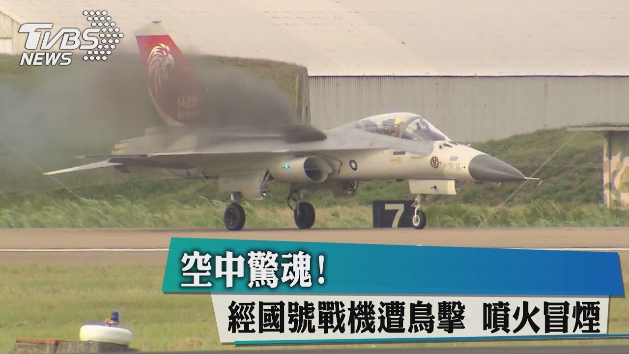 空中驚魂！經國號戰機遭鳥擊　大噴火冒煙