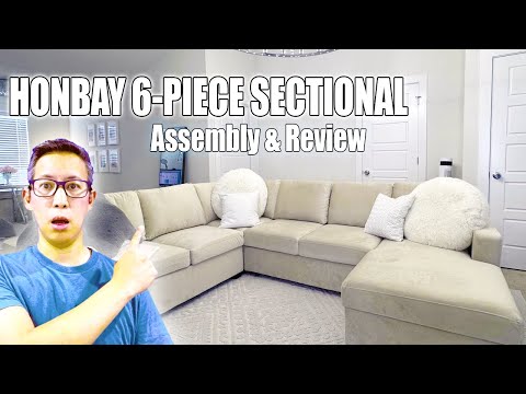 HONBAY Modular Sectional Sleeper Sofa with Pull Out Bed,Corduroy L Shaped Couch with Storage, Sectional Couches for Living Room,Green video review thumbnail
