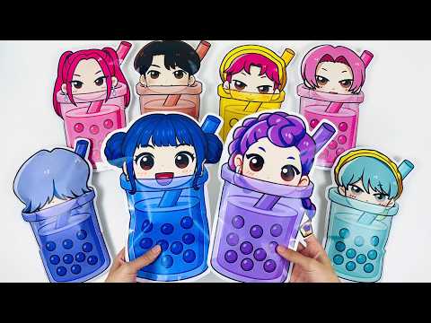 💜 Paper DIY🥛 KPOP DEMON  HUNTER MILKTEA Blind Bag ASMR Unboxing | How to make blind bag