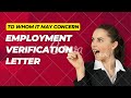 To Whom it May Concern Employment Verification Letter