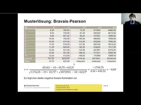Klausurübung Statistik: Wie berechnet man den Korrelationskoeffizienten nach Bravais-Pearson?
