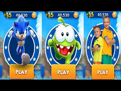 Sonic Dash vs Vlad and Niki vs Om Nom Run - Movie Sonic vs All Characters All Bosses Zazz Eggman