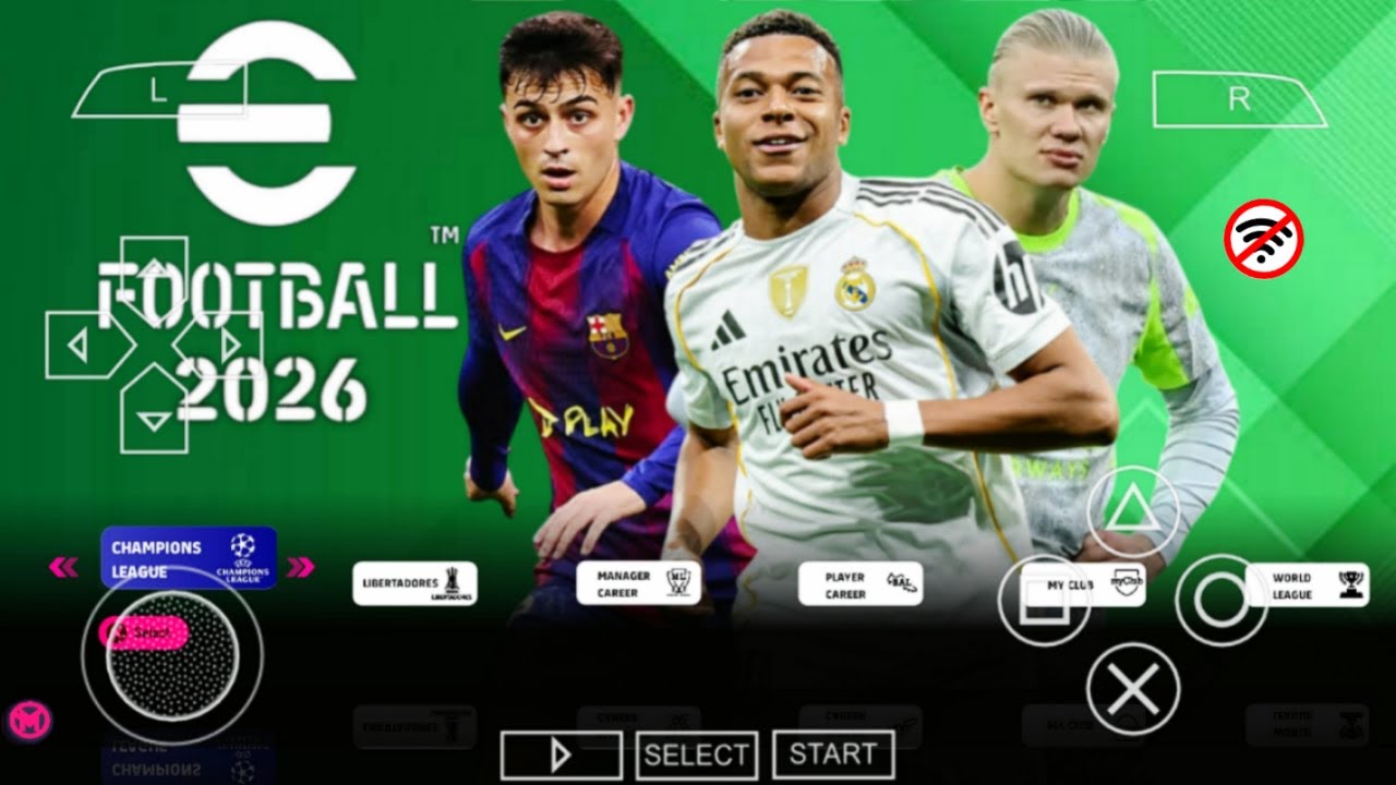 eFootball PES 2026 PPSSPP Android Offline Full Update UCL & League Kits 2025/26 Season 4K Graphics