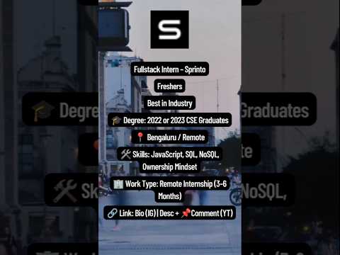 Sprinto Hiring Fullstack Interns | Stipend ₹20K–₹45K | Remote | #Internship #JavaScript #TechJobs