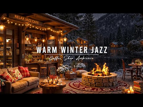 Warm Night Jazz at Winter Porch Ambience ⛄ Relaxing Jazz Instrumental Music for Studying, Working