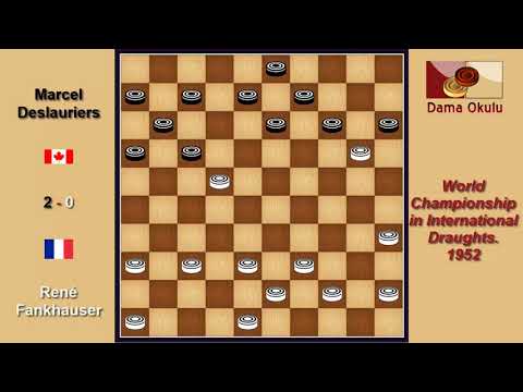 René Fankhauser (FRA) - Marcel Deslauriers (CAN). Draughts World Championship. 1952.