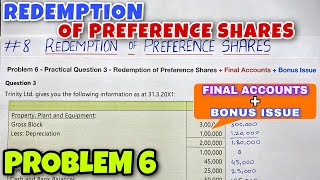 #8 Redemption of Preference Shares - Practical Question 3 - By Saheb Academy - CA INTER