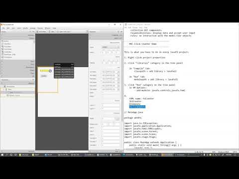 9.3 MVC Click Counter, adding FXML file, using Scene Builder to design GUI