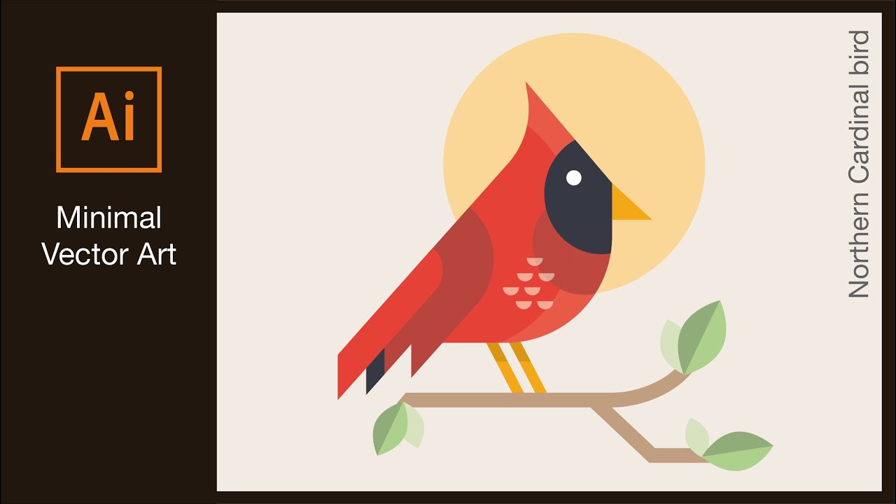 Minimal Vector Art Cardinal bird with Adobe illustrator