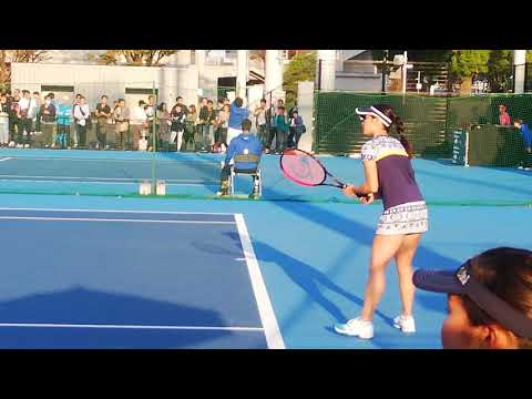 全日本テニス。女子ダブルス1回戦。下地奈緒・吉岡希紗　対　秋山みなみ・細木祐佳