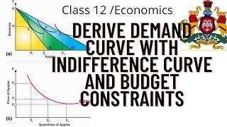 Derive Demand curve with the help of Indifference curve and Budget constraints./Class12/dkpue.