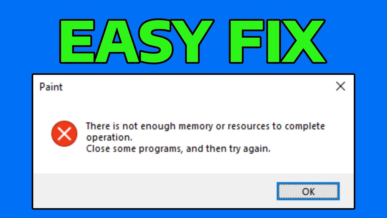 How To Fix Not Enough Memory Resources are Available to Process this Command
