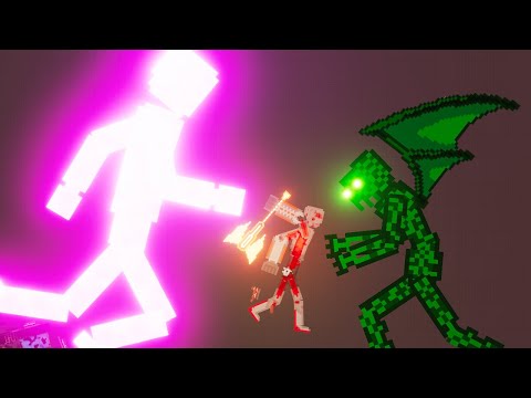 Giant Robots Fight Giant Monsters in People Playground - People Playground 1.21.3