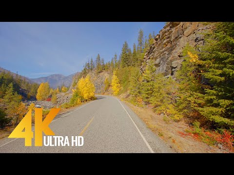 Icicle Creek Road, Leavenworth, WA State - Autumn Scenic Drive 4K 60fps (WITH MUSIC)