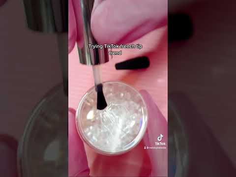 Testing out Tiktok Trend🖤✨Easy French Tip Nails Design✨💅🏻@nailsbycelestie