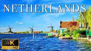 FLYING OVER NETHERLANDS (4K UHD) - Relaxing Music 