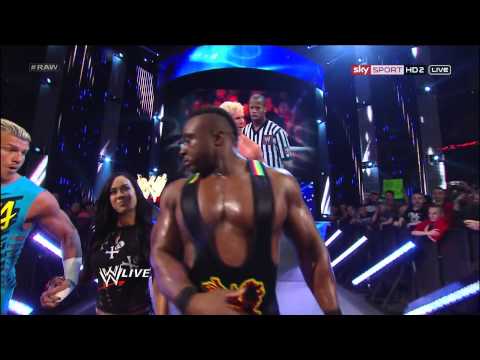 Big E Langston Accidentally Hits A.J. Lee - WWE Raw - April 8th 2013 | 1080p