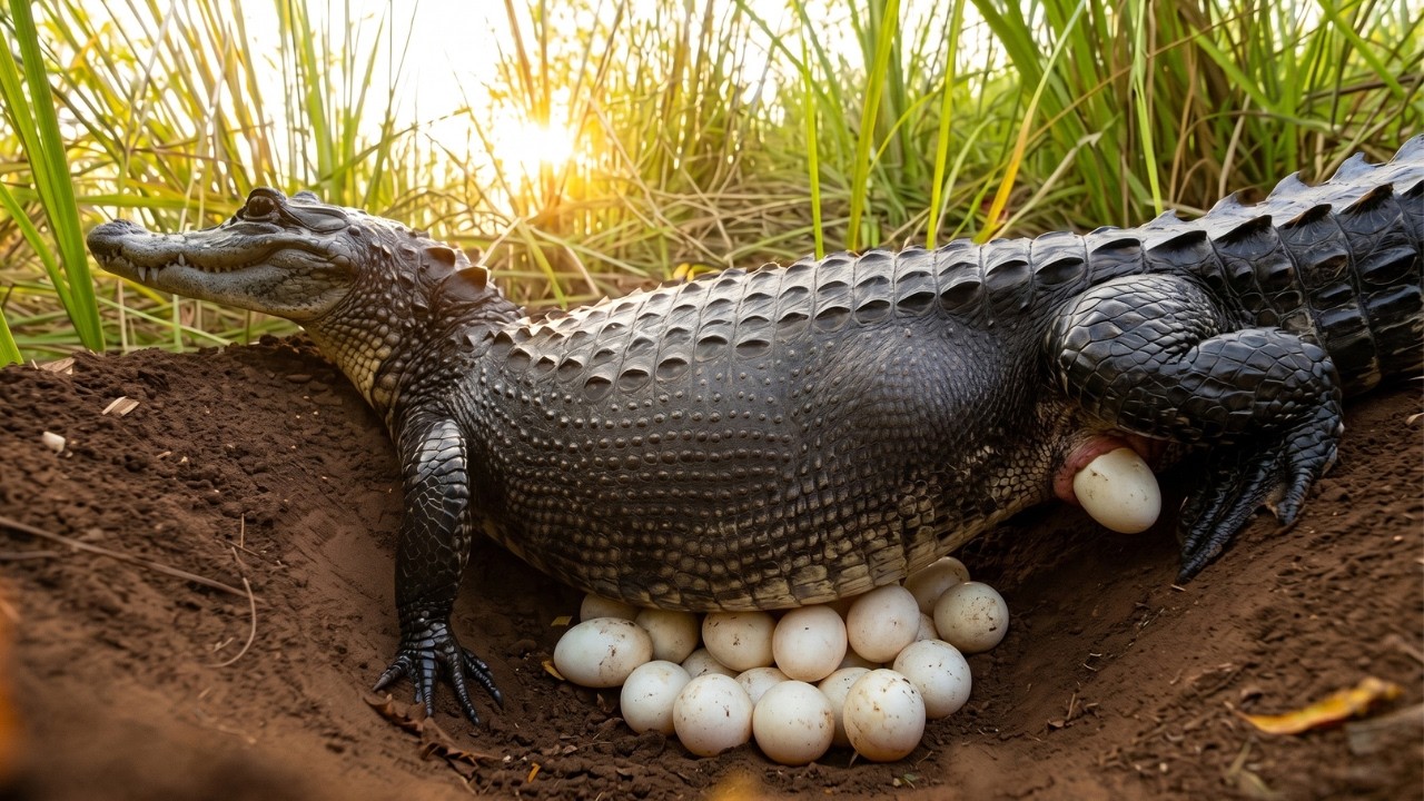 Giant Python Attacks Caiman Nest – Eggs Devoured in Amazon Clash