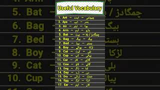 Daily use Urdu to English vocabulary