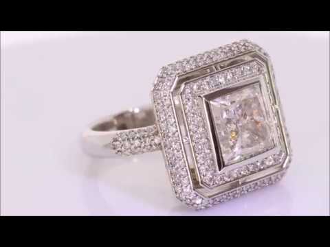 4.44 ctw Diamond Engagement Ring - Princess Cut H SI3 | BigDiamondsUSA