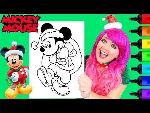 Coloring Mickey Mouse Santa Claus Christmas Coloring Page Prismacolor Markers | KiMMi THE CLOWN Video