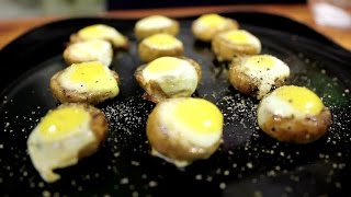 Шампиньоны с перепелиными яйцами