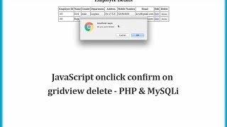 JavaScript onclick confirm on gridview delete - PHP &amp; MySQLi