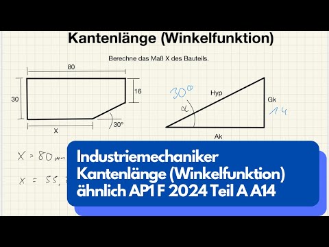 Kantenlänge mittels Winkelfunktion berechnen AP1 F2024 TeilA Aufgabe14