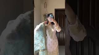 Pink Embellished Chiffon Gharara - Video 3