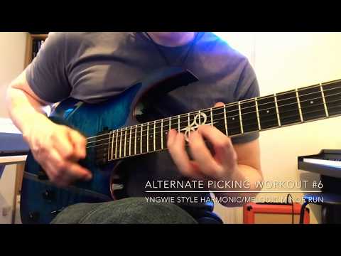 Alternate Picking Workout #6: Yngwie Style Harmonic/Melodic Minor Run