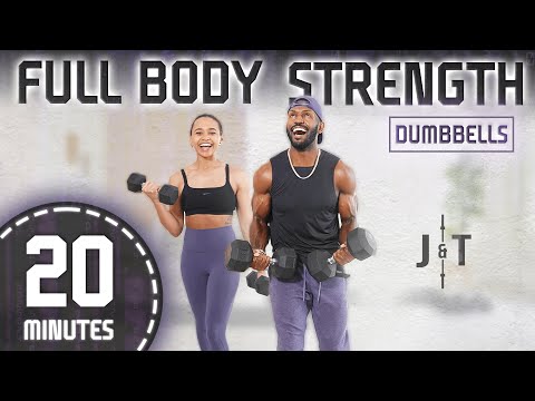 20 Minute Full Body Dumbbell Strength Workout + Cool Down Abs