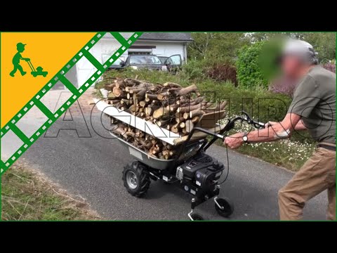 Prova della Motocarriola a ruote semovente con motore a benzina B&S 450E carriola trazionata