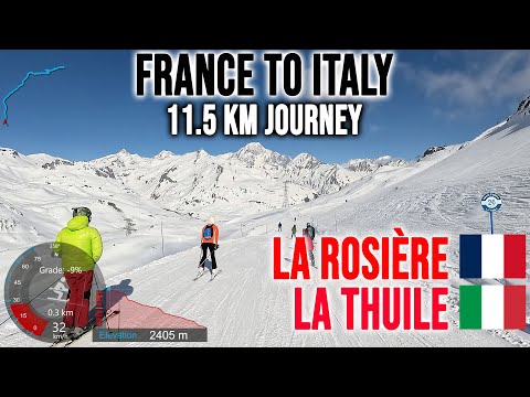 [4K] Skiing La Rosière to La Thuile, 11.5 km Journey, Espace San Bernardo France Italy, GoPro HERO13