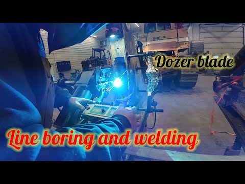 Bore welding and line boring a dozer blade C frame and installing on a John Deere 700J