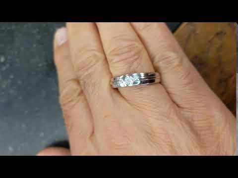 0.33 Ct. Burnished Solitaire Men's Ring with Designed Shank - TwoBirch TB-GR-0053-WG-F