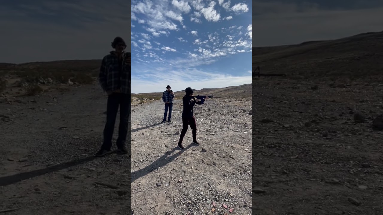 Colt AR 15 Shooting in the Las Vegas desert ~ Her first time ~ Kevin is a great instructor!